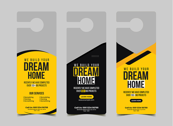 Door hangers with home building advertisement