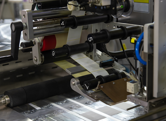 Industrial packaging machine in operation